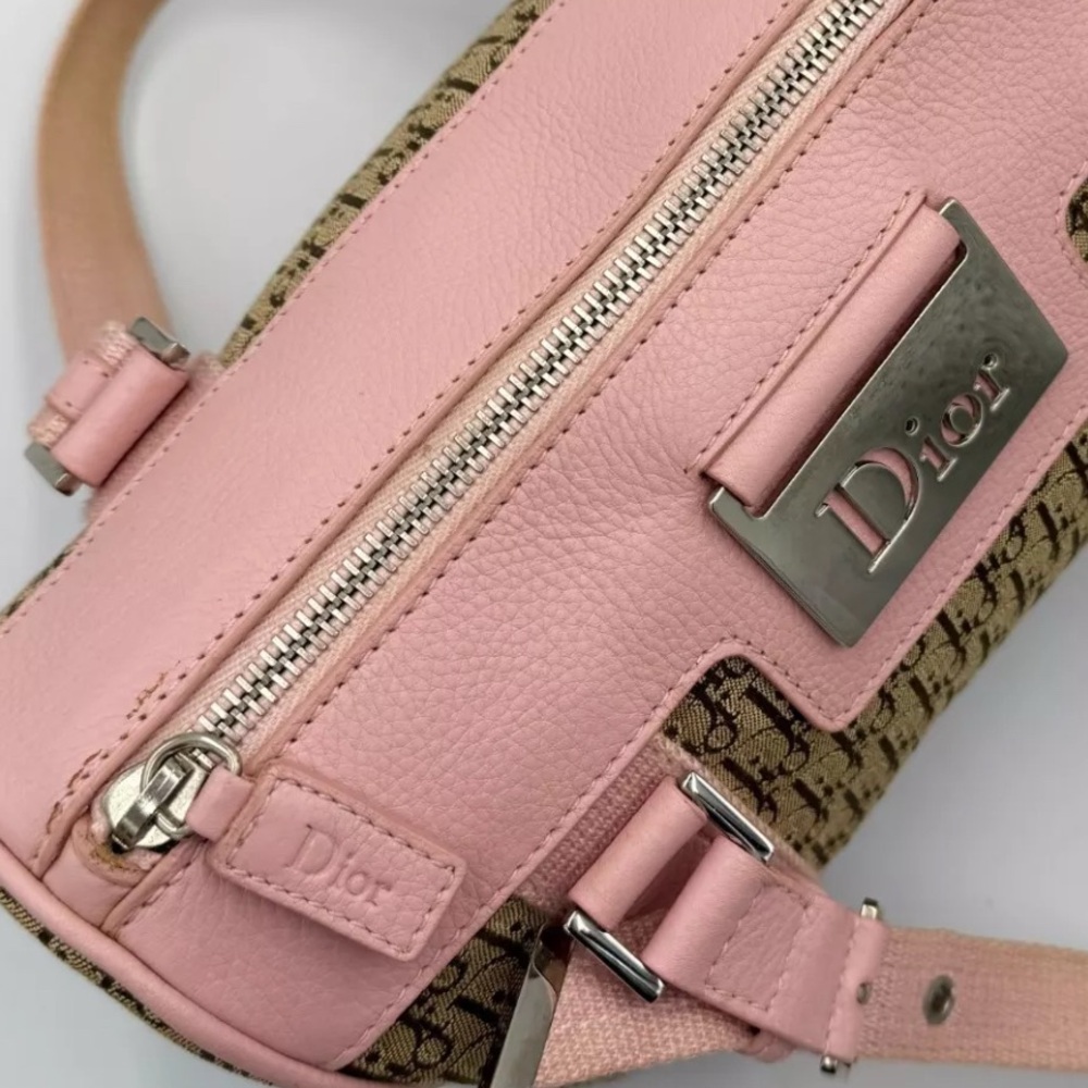 SOLDX RARE Auth Like New DIOR Street Chic Mini Boston Pink & Brown Women's Bag - Picture 7 of 14